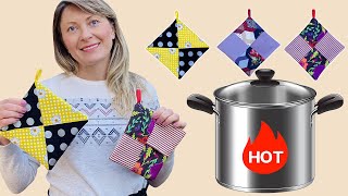 Agarradores De Ollas en 10 minutos  Easy Sewing Project Pot Holders  DIY PotHolders [upl. by Yelnahs]