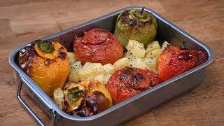 Gemista  Greek Stuffed Vegetables  My Greek Salad [upl. by Pavkovic]