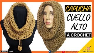 Tejiendo Capucha y Cuello Alto a CROCHET Ganchillo Súper Fácil  Vivirtejiendo [upl. by Anirat291]