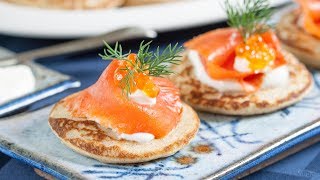 How to Make Blinis Russian Blinis Recipe  Buckwheat Blini Recipe with Smoked Salmon [upl. by Etneciv441]