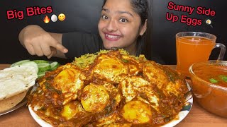 SPICY SUNNY SIDE UP EGG CURRY 🔥WITH VEGETABLE PULAO AND PAPAD  BIG BITES MUKBANG  EATING SHOW [upl. by Zucker]