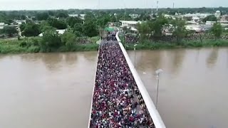 Thousands Of Migrants Stopped At GuatemalaMexico Border  NBC Nightly News [upl. by Ahsiemaj]