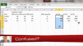 11 Using Excel to measure Laspeyres Price Index [upl. by Daggett87]