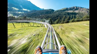 Längste downhill Rodelbahn der Schweiz in Churwalden Pradaschier [upl. by Frankie157]