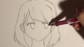 How to draw anime School girl  easy drawing tutorial [upl. by Publus539]