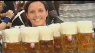 Oktoberfest Waitress carries 12 Mass with a Smile [upl. by Paulo]