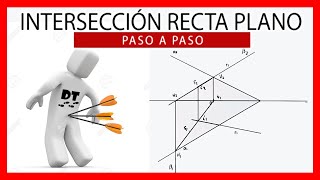 💪⚔ INTERSECCIÓN entre RECTA y PLANO en DIÉDRICO 😎 Ejercicios resueltos [upl. by Nodgnal320]