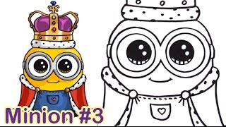 How to Draw Minion King Bob Cute Step by step [upl. by Audra]