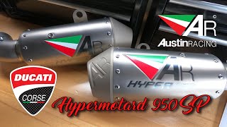 Austin Racing Exhaust  Ducati Hypermotard motorcycle motovlog [upl. by Holna402]