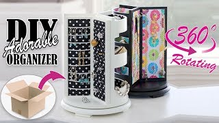 DIY ROTATING JEWELLERY ORGANIZER ADORABLE IDEA  Cute Organizer Tutorial [upl. by Ainos190]