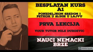 BESPLATAN KURS NEMACKOG A1 NIVO PRVA LEKCIJA [upl. by Ymar]