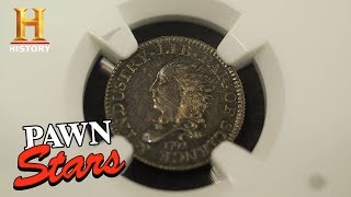 Pawn Stars Half Disme Coin and Libertas Americana Medal Season 15  History [upl. by Kallman]