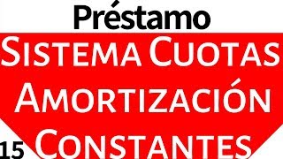 Matemáticas Financieras Préstamo Sistema Cuotas Amortización Constantes [upl. by Nylloh]