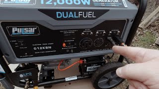 Pulsar G12KBN Dual Fuel 12000 Watt Generator part 1 Setup Test and Review [upl. by Bremen]