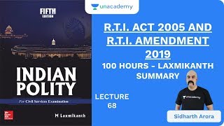 L68 RTI Act 2005 And RTI Amendment 2019  100 Hours  Laxmikanth Summary  UPSC CSEIAS 2020 [upl. by Okoy181]