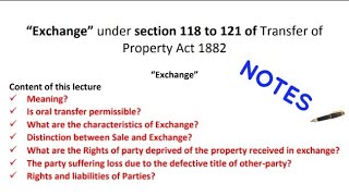 Exchange under Transfer of Property Act 1882  Section 118 to 121 of TPA [upl. by Nahpos]